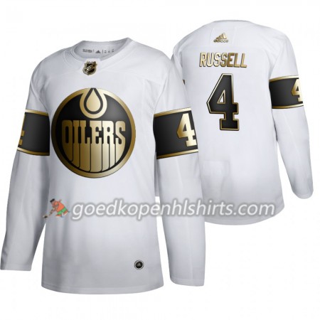 Edmonton Oilers Kris Russell 4 Adidas 2019-2020 Golden Edition Wit Authentic Shirt - Mannen